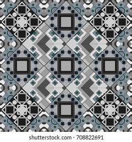 Decorative backdrop in gray colors can be used for wallpaper, pattern fills, page background, surface textures. Vector abstract geometric colorful seamless pattern for background.