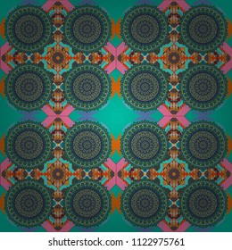 Decorative backdrop in gray, green and blue colors can be used for wallpaper, pattern fills, page background, surface textures. Vector abstract geometric colorful seamless pattern for background.