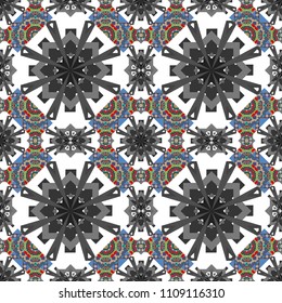 Decorative backdrop in gray, white and blue colors can be used for wallpaper, pattern fills, page background, surface textures. Vector abstract geometric colorful seamless pattern for background.