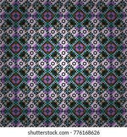 Decorative backdrop in green, blue and white colors can be used for wallpaper, pattern fills, page background, surface textures. Vector abstract geometric colorful seamless pattern for background.
