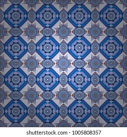 Decorative backdrop in green, violet and blue colors can be used for wallpaper, pattern fills, page background, surface textures. Vector abstract geometric colorful seamless pattern for background.