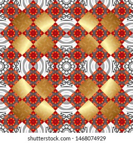 Decorative backdrop in orange, brown and gray colors can be used for wallpaper, pattern fills, page background, surface textures. Vector abstract geometric colorful seamless pattern for background.
