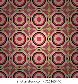 Decorative backdrop in pink, black and beige colors can be used for wallpaper, pattern fills, page background, surface textures. Vector abstract geometric colorful seamless pattern for background.