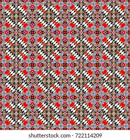 Decorative backdrop in white, black and neutral colors can be used for wallpaper, pattern fills, page background, surface textures. Vector abstract geometric colorful seamless pattern for background.