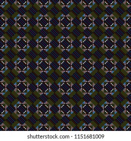 Decorative backdrop in white, blue and black colors can be used for wallpaper, pattern fills, page background, surface textures. Vector abstract geometric colorful seamless pattern for background.