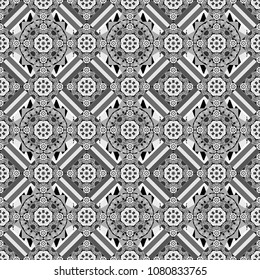 Decorative backdrop in white, gray and black colors can be used for wallpaper, pattern fills, page background, surface textures. Vector abstract geometric colorful seamless pattern for background.