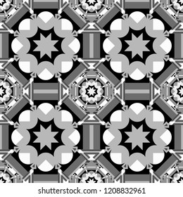 Decorative backdrop in white, gray and black colors can be used for wallpaper, pattern fills, page background, surface textures. Vector abstract geometric colorful seamless pattern for background.