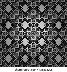 Decorative backdrop in white, gray and black colors can be used for wallpaper, pattern fills, page background, surface textures. Vector abstract geometric colorful seamless pattern for background.