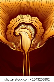 Decorative background with Abstract flower Calla in Zen tangle or Zen doodle style brown orange  for package cosmetic perfume or  for decoration different things or flourish visited card