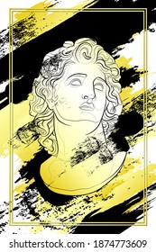 Decorative background with Alexsander the Great. Card template design. Vector illustration.