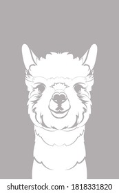 Decorative background with alpaca (head). Vector illustration.