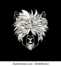 Decorative background with alpaca (head). Vector illustration.