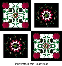 decorative background with apple and flower