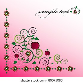 decorative background with apple and flower