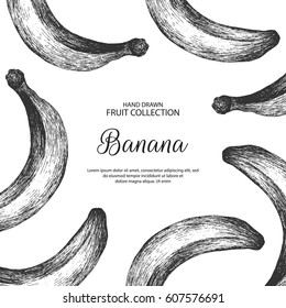 Decorative background with banana. Can be label and banner for natural or organic fruit product and health care goods. 