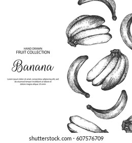 Decorative background with banana. Can be label and banner for natural or organic fruit product and health care goods. 