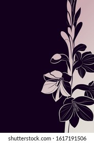 Decorative background with beautiful flowers (Watsonia Tabularis). Vector illustration.