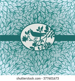 Decorative background with bird and foliage. Manual schedule. Vector illustration. Illustration for greeting cards, invitations, and other printing projects.