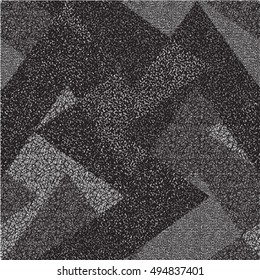 Decorative background in black and white with irregular geometric shapes. Abstract vector.