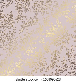 Decorative background with branches and imitation of rose gold for the design of invitations and postcards