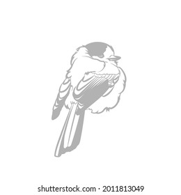 Decorative background with Canada jay (Perisoreus canadensis). Monochrome illustration. Vector.