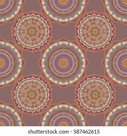 Decorative background for cards, invitations, web design in red and yellow colors. Retro digital paper. Vector seamless geometrical patterns. Vintage textures.