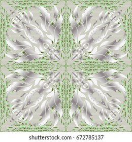 Decorative background for cards, invitations, web design in gray and green colors. Retro digital paper. Vector seamless geometrical patterns. Vintage textures.
