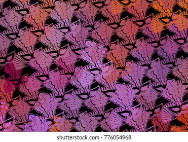 Decorative background with carnival masks. Vector clip art.