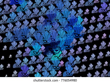 Decorative background with carnival masks. Vector clip art.