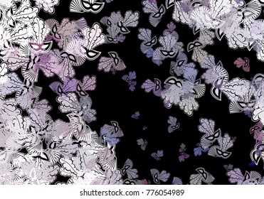 Decorative background with carnival masks. Vector clip art.