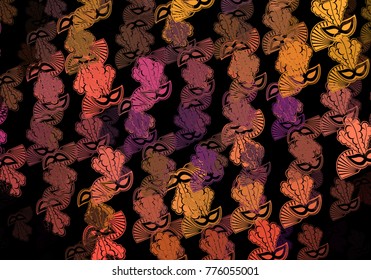 Decorative background with carnival masks. Vector clip art.