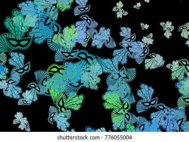 Decorative background with carnival masks. Vector clip art.