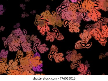 Decorative background with carnival masks. Vector clip art.