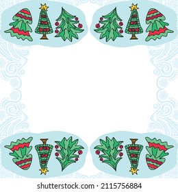 Decorative background of Christmas trees. Vector illustration