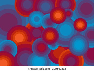 Decorative background circles retro blue and orange tones