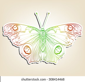 Decorative background with colored butterfly