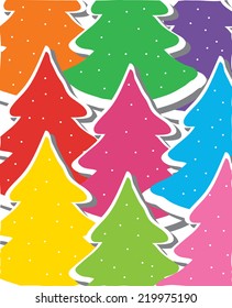 decorative background with colorful trees with snow