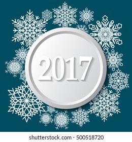 Fondo decorativo compuesto por copos de nieve de invierno. Feliz Año Nuevo. Feliz Navidad.