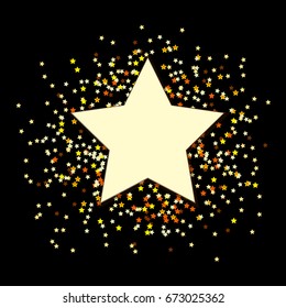 Decorative background with confetti from stars. Vector illustration