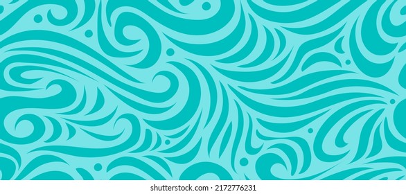 Decorative background with curls and wavy seamless pattern vector illustration.