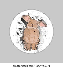 Decorative background with cute rabbit. Card template design. Vector illustration.