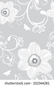 Decorative background with daffodils. Vector