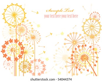 Decorative background with dandelion patterns.