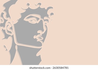 Decorative background with David (Michelangelo). Card template design. Vector illustration.