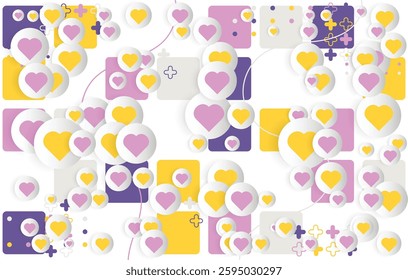 Decorative background design with colorful love objects, vector, eps 10, editable