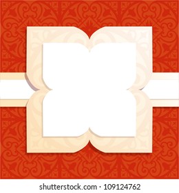 Decorative background  - design for greeting card, invitation, menu. Vector illustration with arabesque ornament.