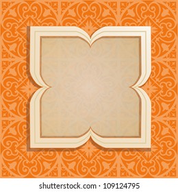 Decorative background  - design for greeting card, invitation, menu. Vector illustration with arabesque ornament.