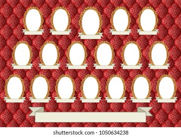 decorative background with eighteen frames for pictures - transparent space insert
