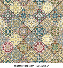 Decorative background in ethnic style. The rich decoration of abstract patterns for construction of fabric or paper. Vector illustration.