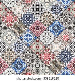 Decorative background in ethnic style. The rich decoration of abstract patterns for construction of fabric or paper. Vector illustration.